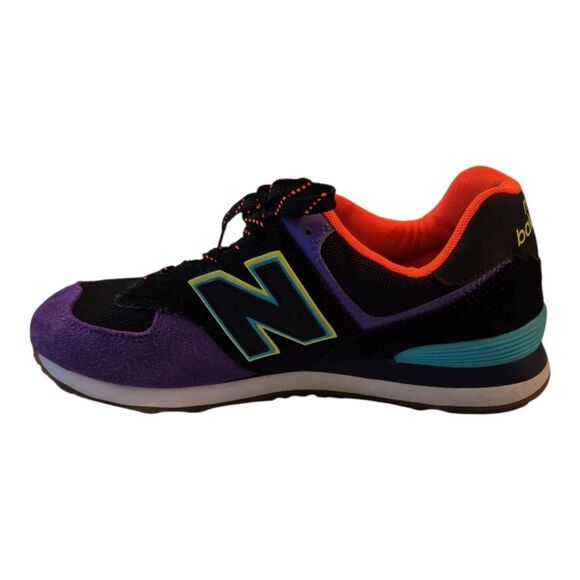 New Balance 574 Rare Retro Look ML574PT2 Black Purple Sneakers Shoes 8.5 Men - Picture 4 of 12